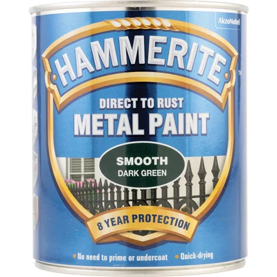 Image of ICI Hammerite 5092825 Direct to Rust Metal Paint Smooth Dark Green Finish 750ML