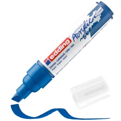 Image of edding 5000 acrylic marker broad blue 1 waterproof paint chisel nib 5 10 mm pen for drawing on canvas, art paper and wood markers pebbles