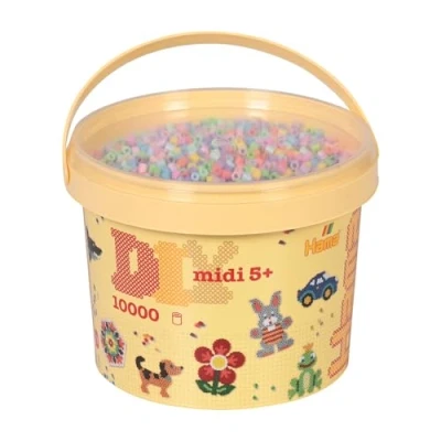 Image of Hama DIY Midi Beads Bucket Approx. 10.000 Fuse Mosaic Decoration Arts &amp; Craft for Creative Children Ages 5+ Colour Mix 50