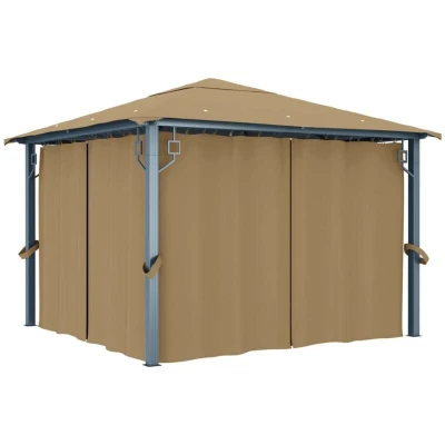Image of vidaXL Gazebo with Curtain 300x300 cm Taupe Aluminium