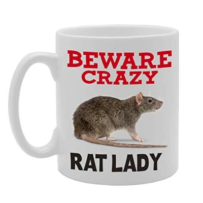 Image of Coralgraph Inc MG4437 Beware Crazy Rat Lady Novelty Gift Printed Tea Coffee Ceramic Mug