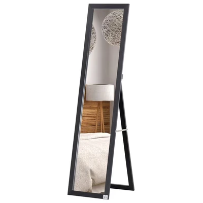 Image of HOMCOM Full Length Mirror, Floor Standing or Wall Mounted Long Rectangular Body Mirror for Bedroom, Living Room, Black