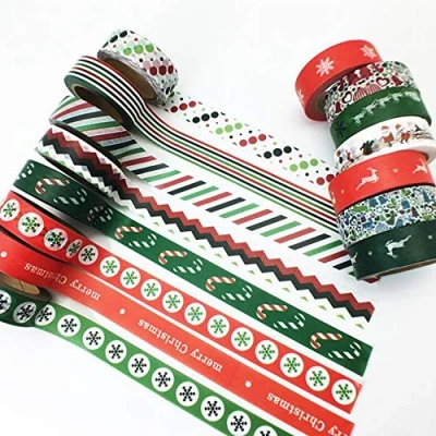 Image of 5 Rolls Xmas Washi Tape, DIY Scrapbooking Decorative Masking Planner Craft Gift Decoration Tape Stickers