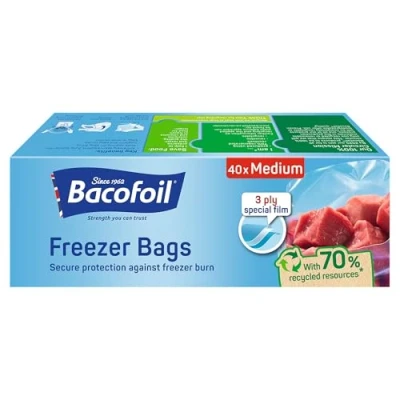 Image of Bacofoil 40 Freezer Bags Medium 3 Litre 25x32cm