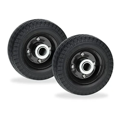 Image of Relaxdays Scooter Wheels, 6x2, Set of 2, Solid Rubber, Steel Centre, Replacement Tyres, Puncture Proof, Black