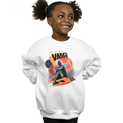 Image of Star Wars Girls Darth Vader Swirling Fury Sweatshirt White 5 6 Years