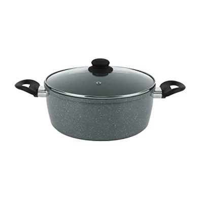 Image of DALEMOOR by URBN CHEF Carbon Steel Marble Grey Cooking Casserole Pots (24cm)