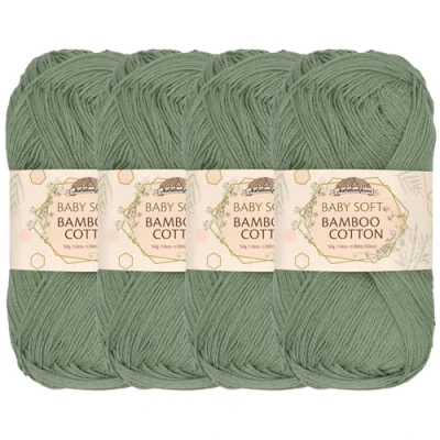 Image of JubileeYarn Baby Soft Bamboo Cotton Yarn 50g/Skein Burning Sage 4 Skeins