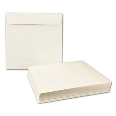 Image of NEUSER PAPIER 10x square envelopes 19 x cm, opal white wet glue, strong quality 120 g/m² for invitation cards