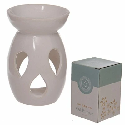 Image of Puckator OB159 Ceramic White Oil Burner with Teardrop Cut Out, 8 x 12 cm, Mixed, Height 12cm Diameter 8cm