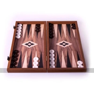 Image of Manopoulos Walnut Effect 19 inch Wooden Backgammon Set