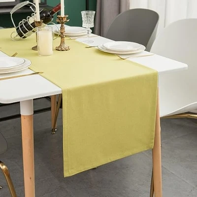 Image of Simurq Modern Table Runner Green Dining with Lotus Effect Water Repellent &amp; Washable Runners Solid Color Decoration Outdoor (Green (Pistachio), 40x180 cm/ca.16x71 in)