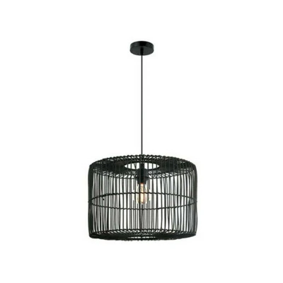 Image of Xanthi Wire Pendent Lamp E27 Max 40W Rattan Black