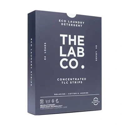 Image of The Lab Co. Laundry Detergent Strips Sheets Eco Ultra Concentrated Non Bio Relaxing Fragrance Cotton &amp; Jasmine For Hand and Machine Washing. up 64 Loads