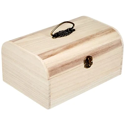 Image of Rayher Wooden Chest with Lid, DIY Wood Keepsake Box for Baby, Wedding and Anniversary, Treasure Chest, natural wood, 24.5x16.5x11.5cm, 6166500