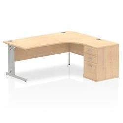 Image of Impulse 1800 Right Crescent Desk Maple Cable Managed + High Ped