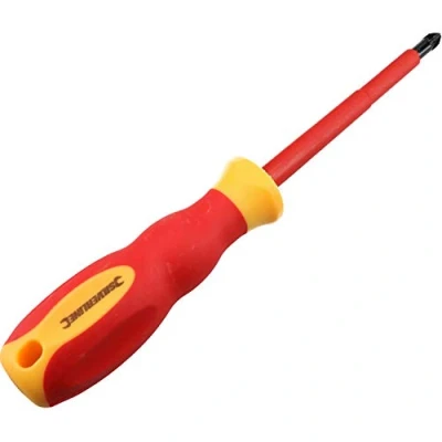 Image of PZ2 x 100mm VDE Insulated Soft Grip Electrical Electricians Screwdriver Pozi