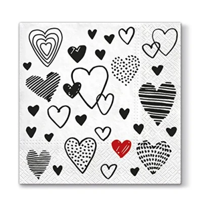 Image of 20 Paper Lunch Napkins Crazy Love Serviettes Heart Romantic 3ply