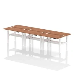 Image of Air B2B 1200x600mm Height Adjustable 6P Bench Desk CP Walnut/White