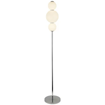 Image of 3 Light Floor Lamp, Chrome With Opal Glass Shade