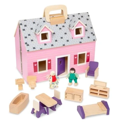 Image of Melissa &amp; Doug Fold Go Dollhouse Dollhouses Dolls Play Sets 3+ Gift for Boy or Girl