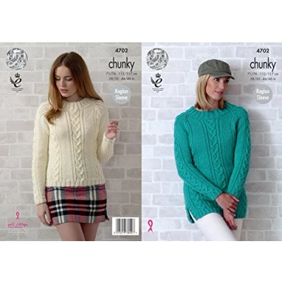 Image of King Cole 4702 Knitting Pattern Raglan Sleeve Sweaters in Big Value Chunky