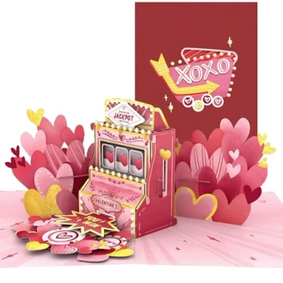 Image of PopLife Lucky in Love, Valentine&#039;s Jackpot 3D Pop Up Card Day, Anniversary, Mother&#039;s Day Card, Date Night, Birthday, Just Because For Mom, Fiance, Girlfriend, Sister