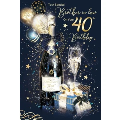 Image of Cherry Orchard Brother in Law 40th Happy Birthday Luxury Greeting Card with Gold Foil Detailing and Envelope from