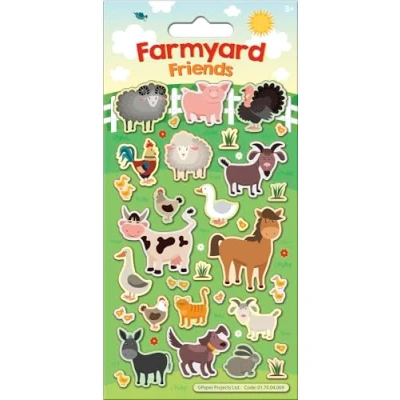 Image of Farmyard Friends Sparkly Reusable Craft Stickers Perfect for Activities Children and Adults on Non Porous Surfaces, Green