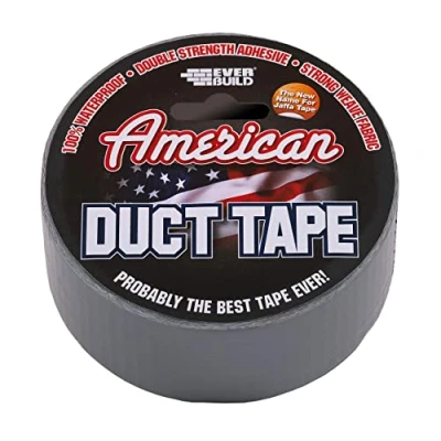 Image of Everbuild Waterproof American Duct Tape for Multi Use that comes with Double Strength Adhesive Silver 50mm x 25m