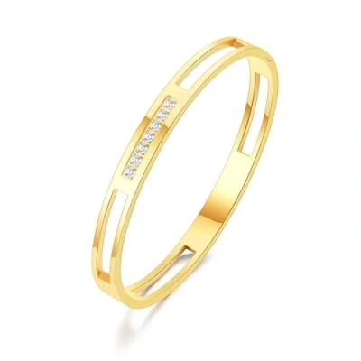 Image of Philip Jones Gold Plated Stainless Steel Channel Bangle Created with Zircondia® Crystals (7 Inch)