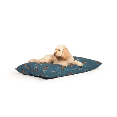 Image of Danish Design Teal Woodland Hare Machine Washable Deep Filled Dog/Puppy Duvet Large