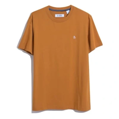 Image of Original Penguin Pin Point Embroidered Pete T Shirt Brown Large