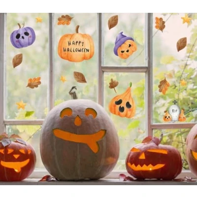 Image of QuoteMyWall Halloween Pumpkin Decoration Window Stickers, Decals, Happy
