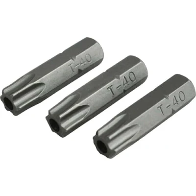 Image of Security S2 Grade Steel Screwdriver Bits T40S x 25mm (Pack 3)