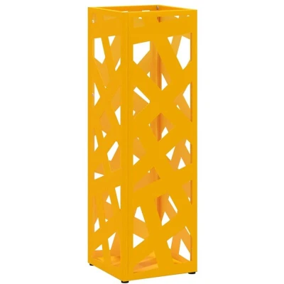 Image of vidaXL Umbrella Stand Mustard yellow Metal Medium Sleek