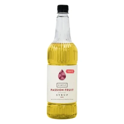 Image of Simply Sugar Free Passion Fruit Syrup, Low Calorie, Vegan &amp; Nut Flavoured Syrup for Coffee, Cocktails Baking (1 Litre)