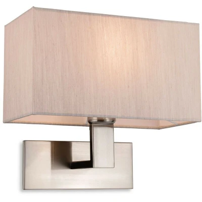 Image of Raffles Wall Lamp Brushed Steel with Rectangle Oyster Shade