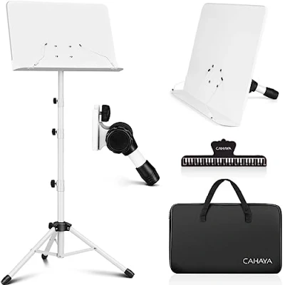 Image of CAHAYA Portable Sheet Music Stand with Carrying Bag Height Adjustable to 170 cm,White CY0304
