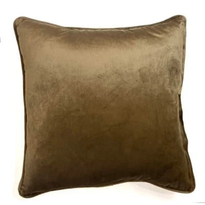 Image of Rapport home Piped Velvet Square Reversible Cushion Cover 43 x 43cm Natural and Mocha