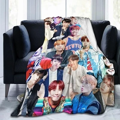 Image of Moonforever Blanket J Hope Soft and Comfortable Wool Fleece Throw Blankets for Sofa Office car Camping Yoga Travel Home Decoration Cozy Plush Beach Gift 50&quot;x40&quot;