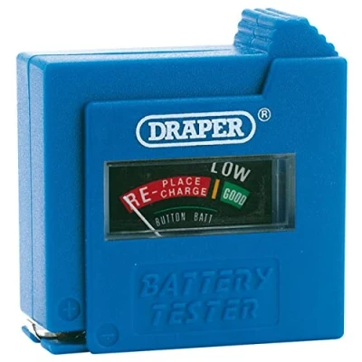 Image of Draper 9V Multi purpose Battery Tester, AAA, AA, C, D, and Button Cell