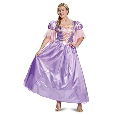 Image of Disguise 67291N Rapunzel, Official Disney Princess Deluxe Costume Dress Adult Sized, Purple, S (4 6) US