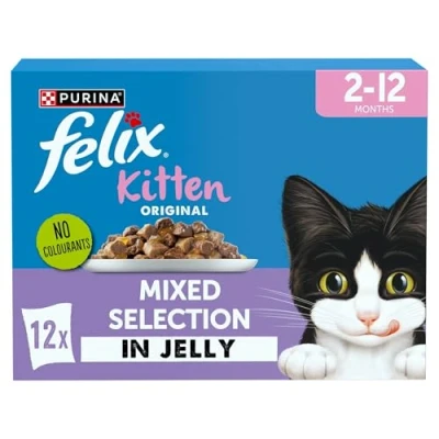 Image of FELIX Original Kitten Mixed Selection in Jelly Wet Cat Food 12x85g (Pack of 4)