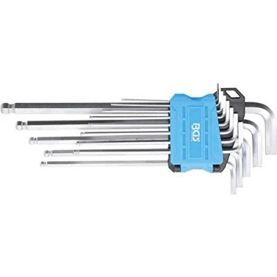 Image of BGS 9801 L Type Wrench Set extra long Inch Sizes internal Hexagon / with Ball Head 0.05&quot; 3/8&quot; 13 pcs.