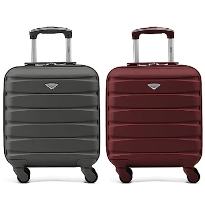 Image of Flight Knight Set of 2 Lightweight 4 Wheel ABS Hard Case Suitcases Cabin Carry On Hand Luggage Approved for Over 100 Airlines Including easyJet &amp; Maximum Size Vueling Wizz Air 40x30x20cm