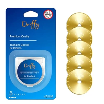 Image of Rotary Cutter Blades 45mm Titanium 5 PACK fits OLFA, Fiskars Sewing Quilting Accessories Ruler
