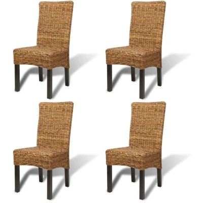 Image of vidaXL Dining Chairs 4 pcs Abaca and Solid Mango Wood