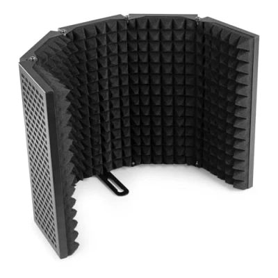 Image of VONYX MRF30 Folding Microphone Isolation Shield Reflection Filter 5 Panel Mic Screen Studio Recording Foldable Windscreen Vocal Booth with Thread Mount Absorbent Foam