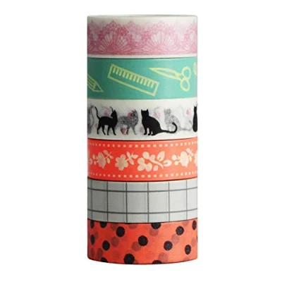 Image of UOOOM 6pcs Decorative Washi Tape Masking Adhesive Scrapbooking DIY Craft Gift (pattern 1)